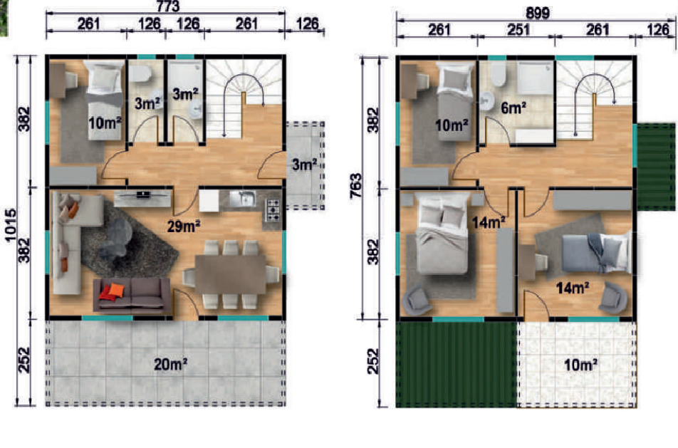 Сглобяема къща UP 212, 149 м² – разпределение